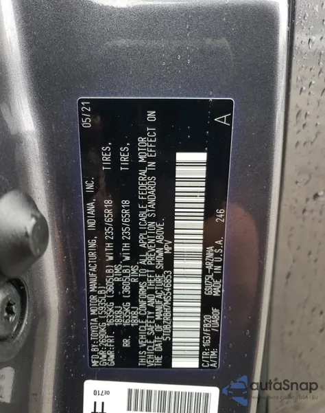 2021 Toyota Highlander L from USA, damaged, VIN 5TDBZRBH7MS546853